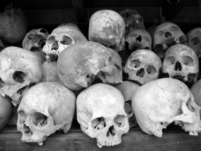 Skulls from the killing fields of the Cambodian holocaust