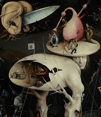 Hieronymus Bosch, The Garden of Earthly Delights, (detail of Hell scene), circa 1500