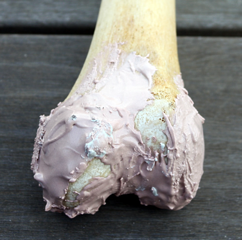 Bondo-filled knee joint end-on